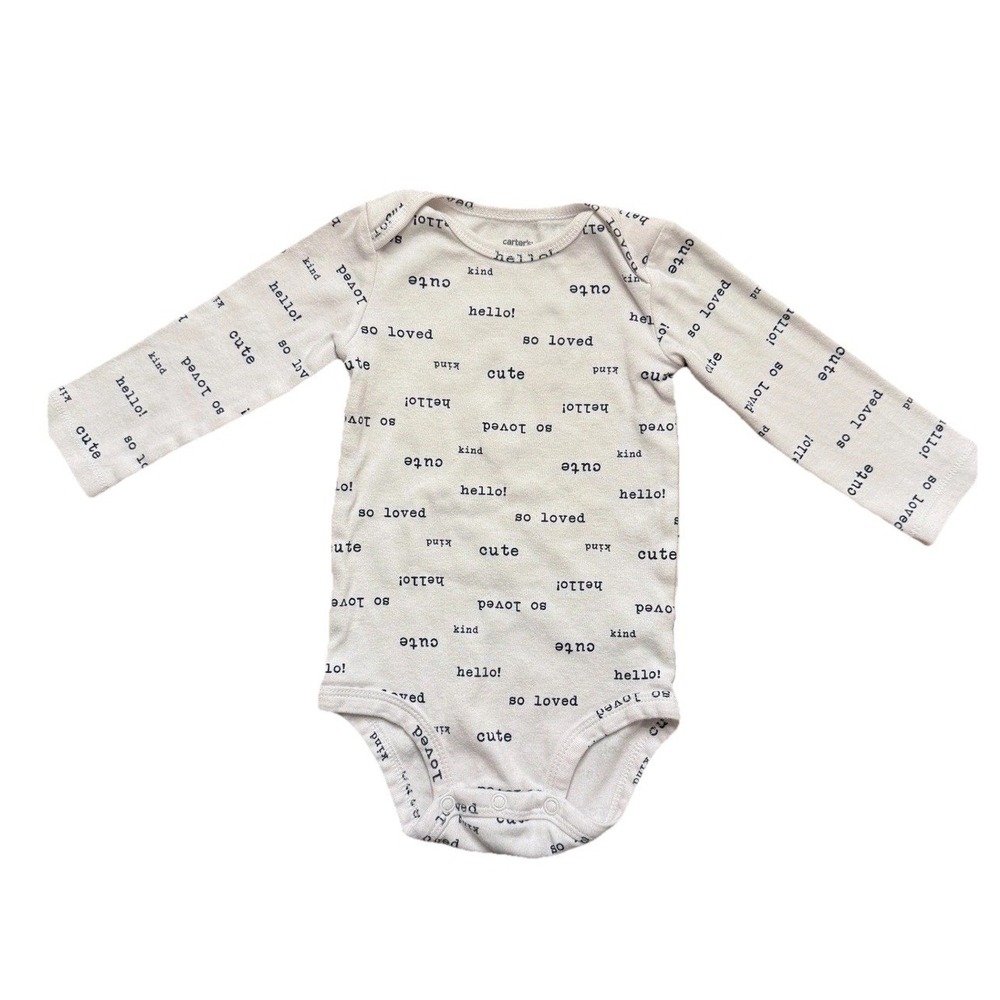Carters Baby Long Sleeve Bodysuit White Typography So Loved Hello 18M